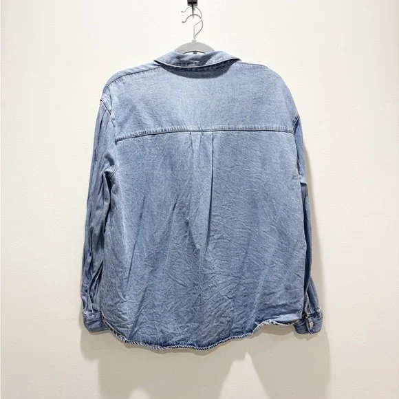 Jane and Delancey Blue Button Down Shirt Casual Denim Western Lyocell Sz M - Picture 2 of 6